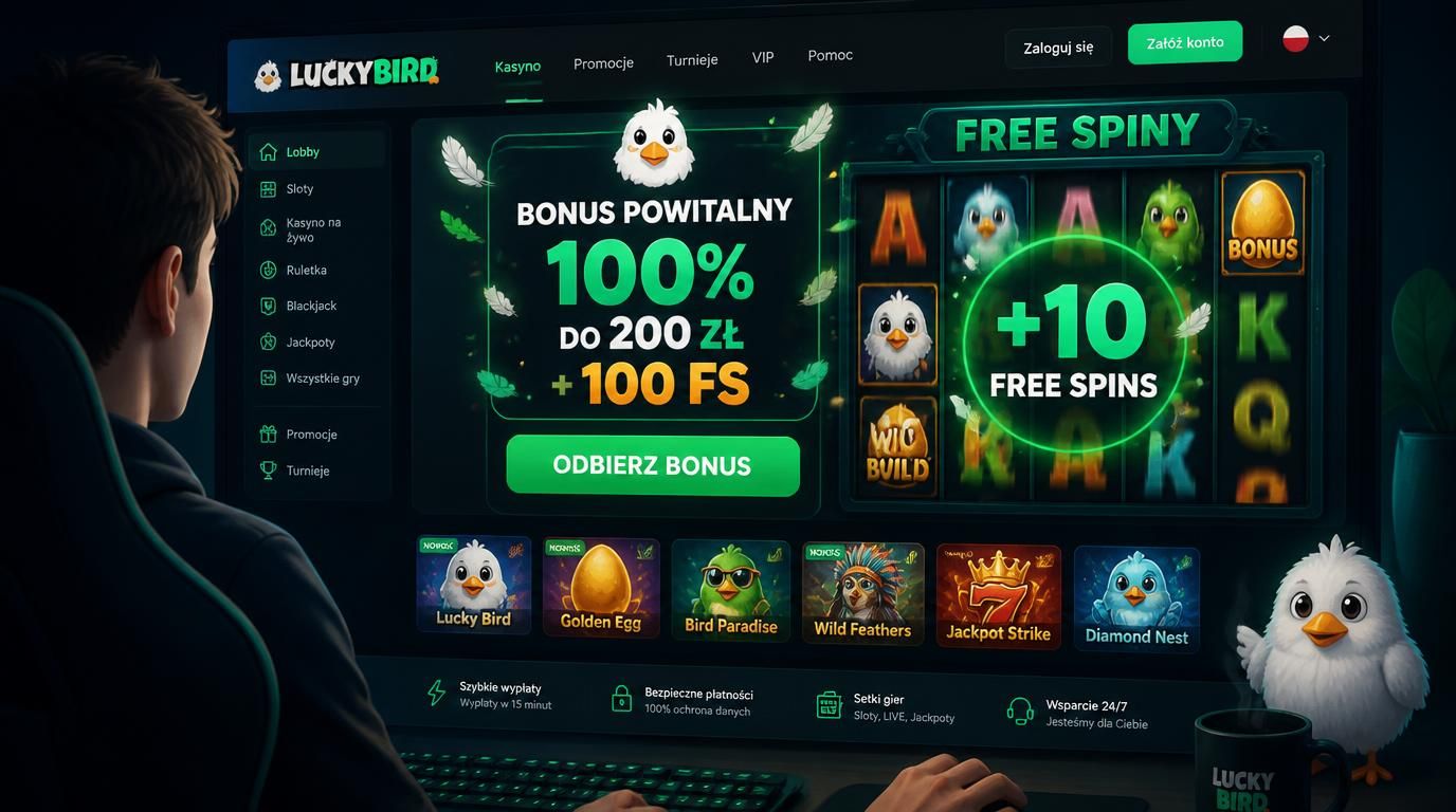 Nowy gracz odbiera bonus powitalny w Lucky Bird Casino