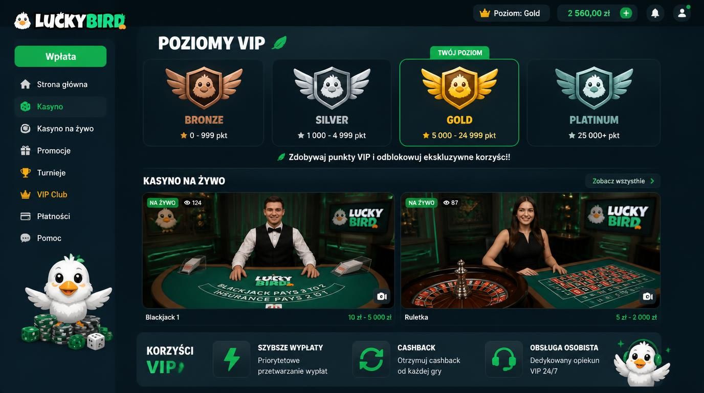 Poziomy VIP w Lucky Bird Casino